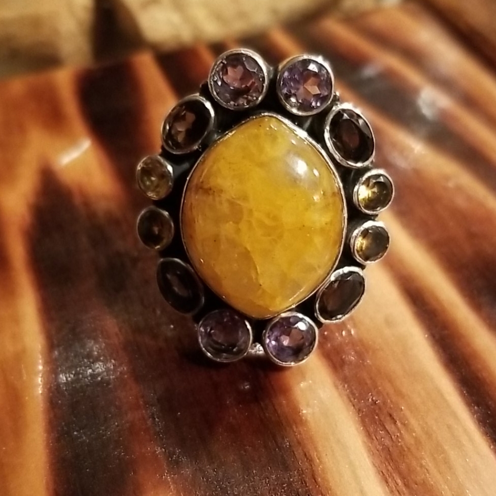 Very Rare vintage-6.14 ct Chrysoberyl Cat Eye s.s. Sterling Silver stamped